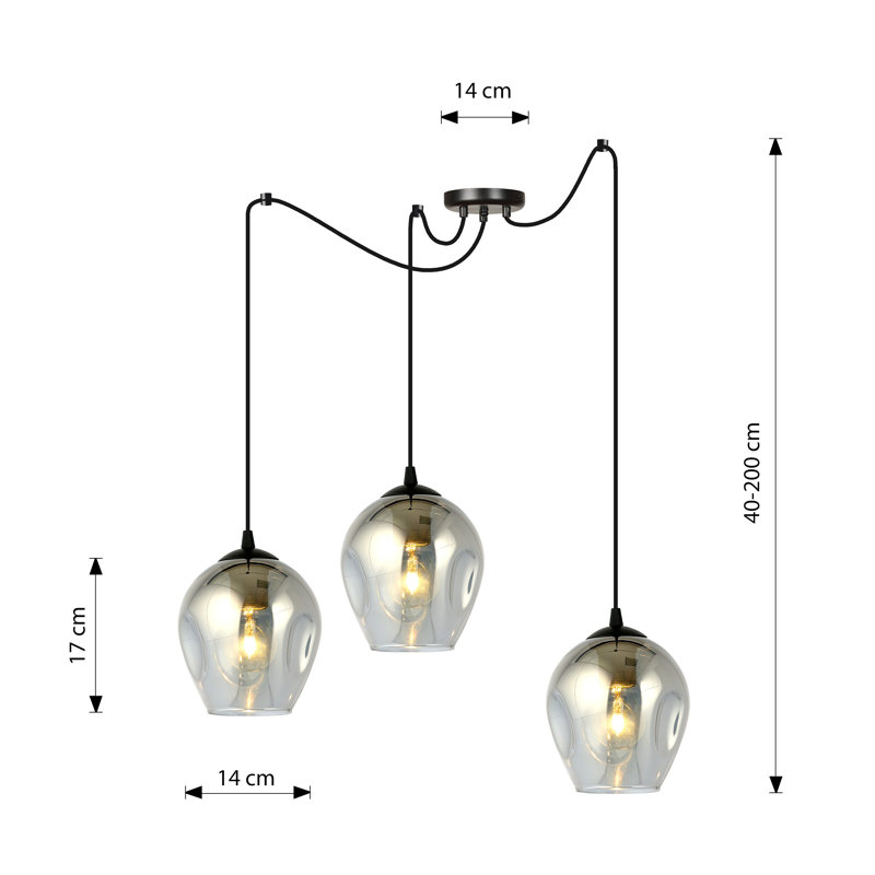 Cadey-Lee 3 - Light Black Cluster Pendant, Graphite