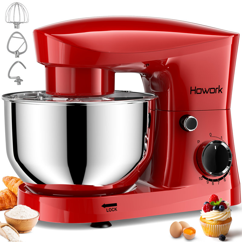 HOWORK 5L 1500W Tilt-Head Food Mixer, 10 Speed  & Pulse Kitchen Stand Mixer with Dishwasher-Safe Dough Hook, Flat Beater, Whisk, Splash Guard for Home Baking