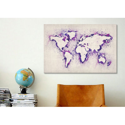 «Map Splash», reproduction d'art sur toile en mauve