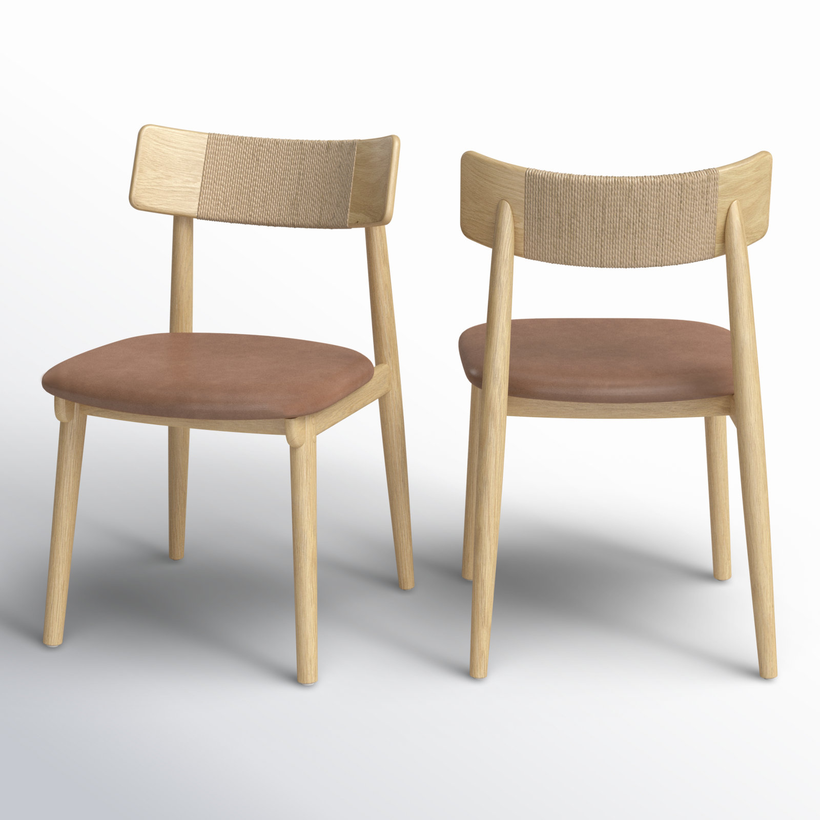 Sakina Genuine Leather Dining Chair, Brown, Natural