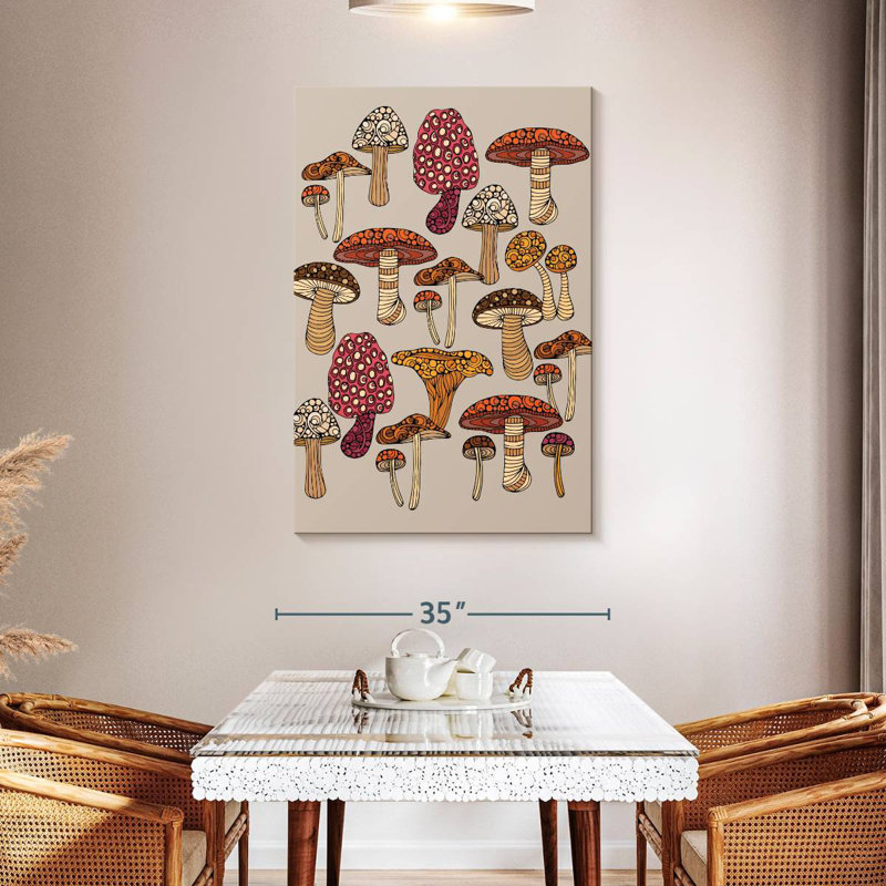 Yarlin Doodles Mushrooms, 48" H x 32" W