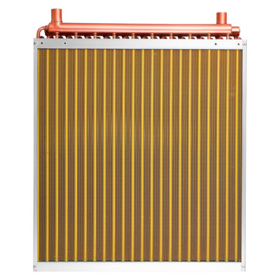Water to Air Heat Exchanger, 22 x 22 in Finned Tube HVAC Heat Exchanger Coil with Copper Tubes & Aluminum Fins, 190K BTU Output for Outdoor Wood Furnace, Hydronic Heating & Cooling Systems