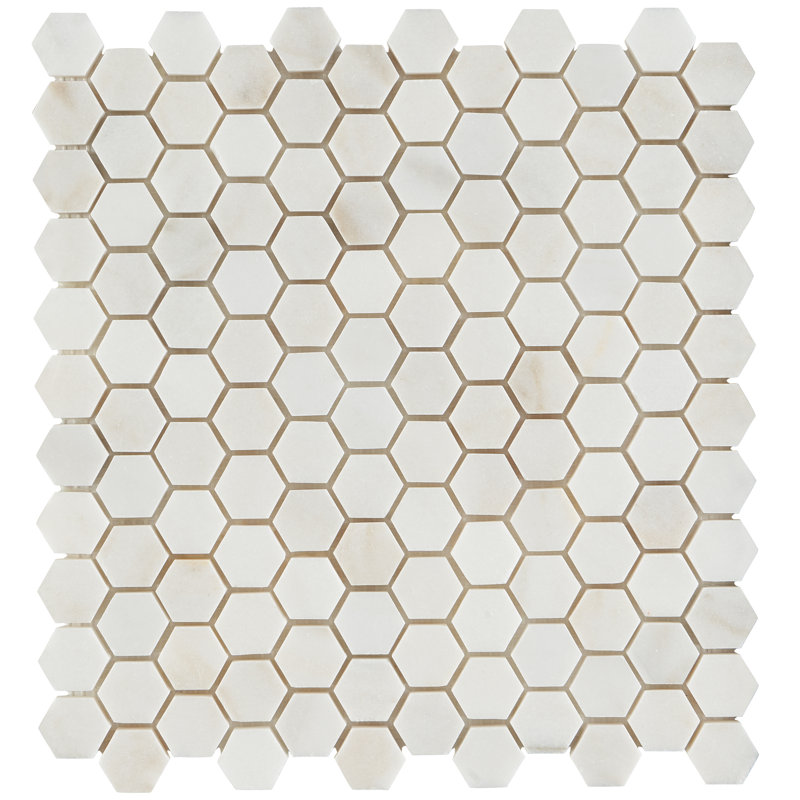White Jade 11.02 In. X 11.61 In. Hexagon Polished Marble Mosaic Tile (4.45 Sq. Ft. / Case)