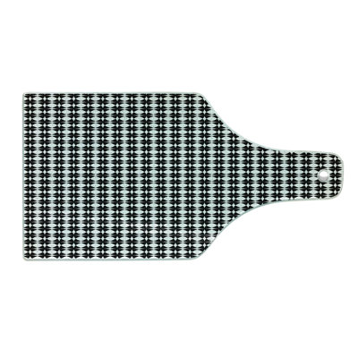 Ambesonne Crazy Art Tempered Glass Cutting Board Symmetric Abstract Shapes Charcoal Grey and White