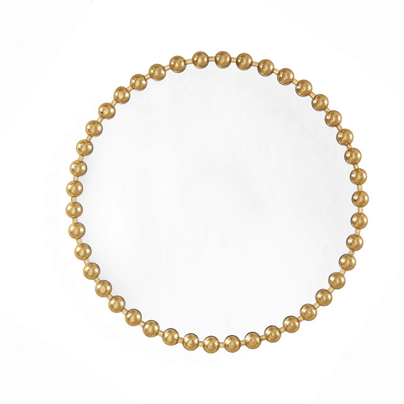Beaded Round Wall Mirror, Gold, 36" x 36"
