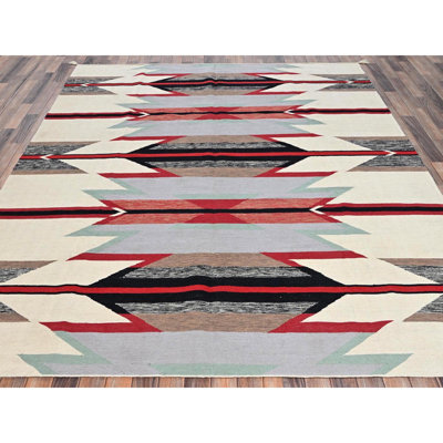 Tapis oriental tissé à la main à motif géométrique tissé à la main 8 pi 2 po x 10 pi blanc tissé à la main 8 pi 2 po x 10 pi