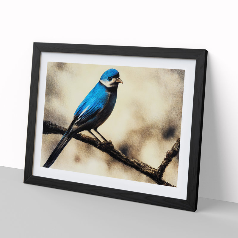 Expressive Bird - Single Picture Frame Print, Black Framed, 46cm H x 64cm W x 2cm D