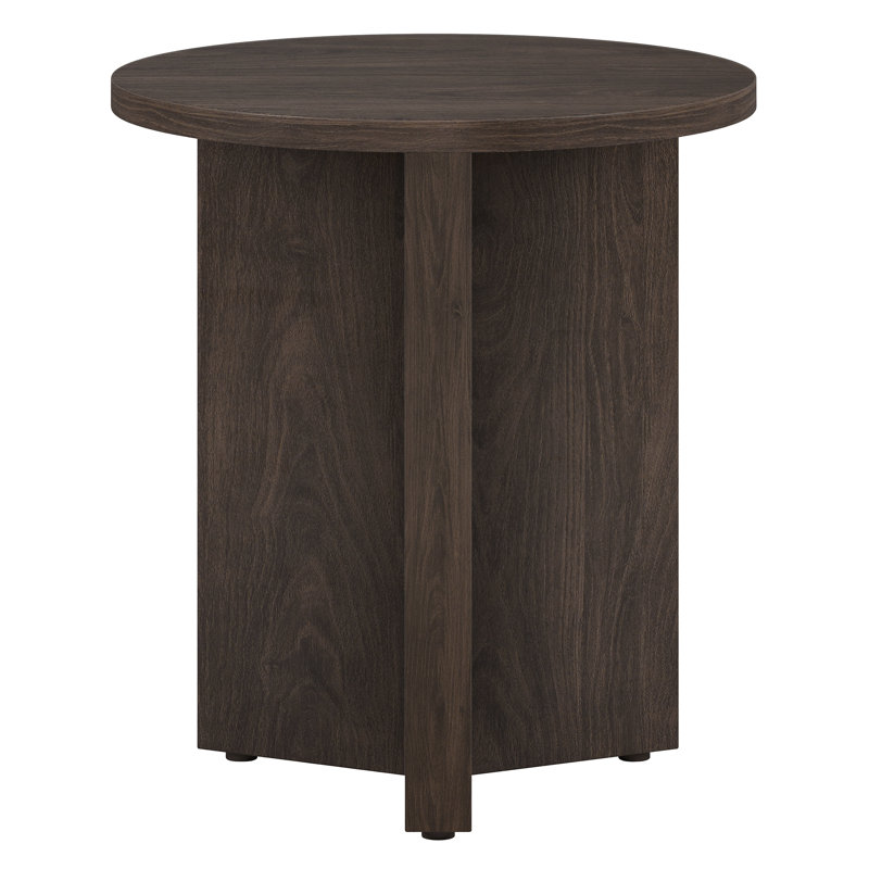 Potbelly 20" Wide Round Side Table in Alder Brown, Alder Brown