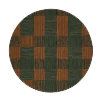 Checkered Brown Indoor and Outdoor Area Rug