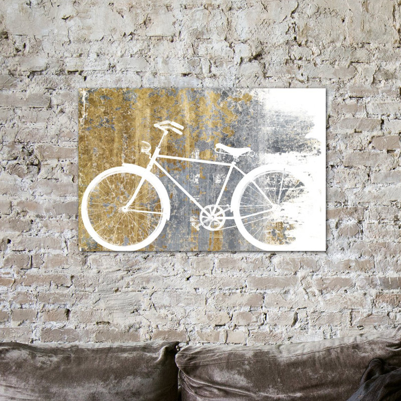 «Gilded Bicycle», impression sur toile tendue, H 8 po x l 12 po x P 0,75 po, Toile tendue, Pas de tapis