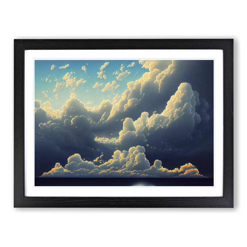Bright Cloudy Sky - Single Picture Frame Print, Black Framed, 46cm H x 64cm W x 2cm D