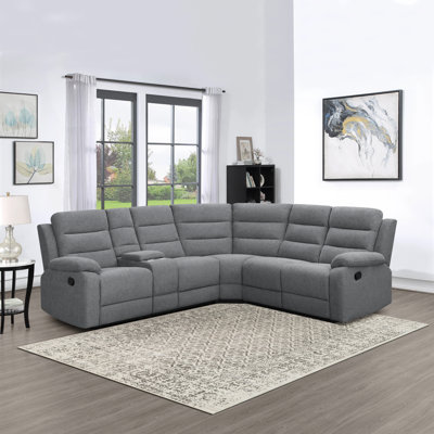 Aaron Smoke 3-piece Motion Sectional -  CDecor Home Furnishings, 609397