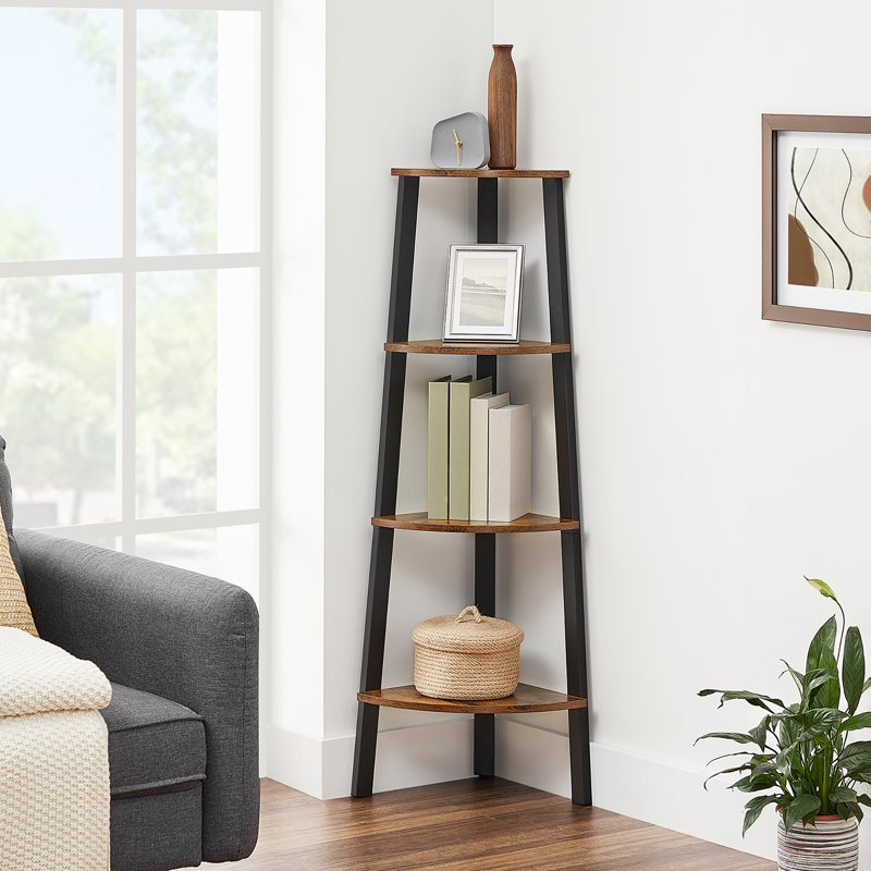 Drumm Corner Bookcase, Rustic Brown