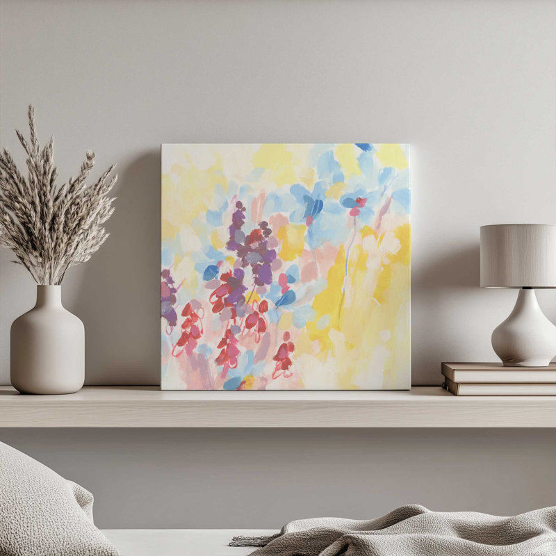 «Bright Abstract Wildflowers II» par June Erica Vess, reproduction d'art sur toile, H 12 po x l 12 po, Toile tendue