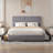 Full Size Bed with Storage Drawers Upholstered Platform Bed Adjustable with Nailhead Trim Headboard Wooden Slats Support Bed Frame-88284569-100041930