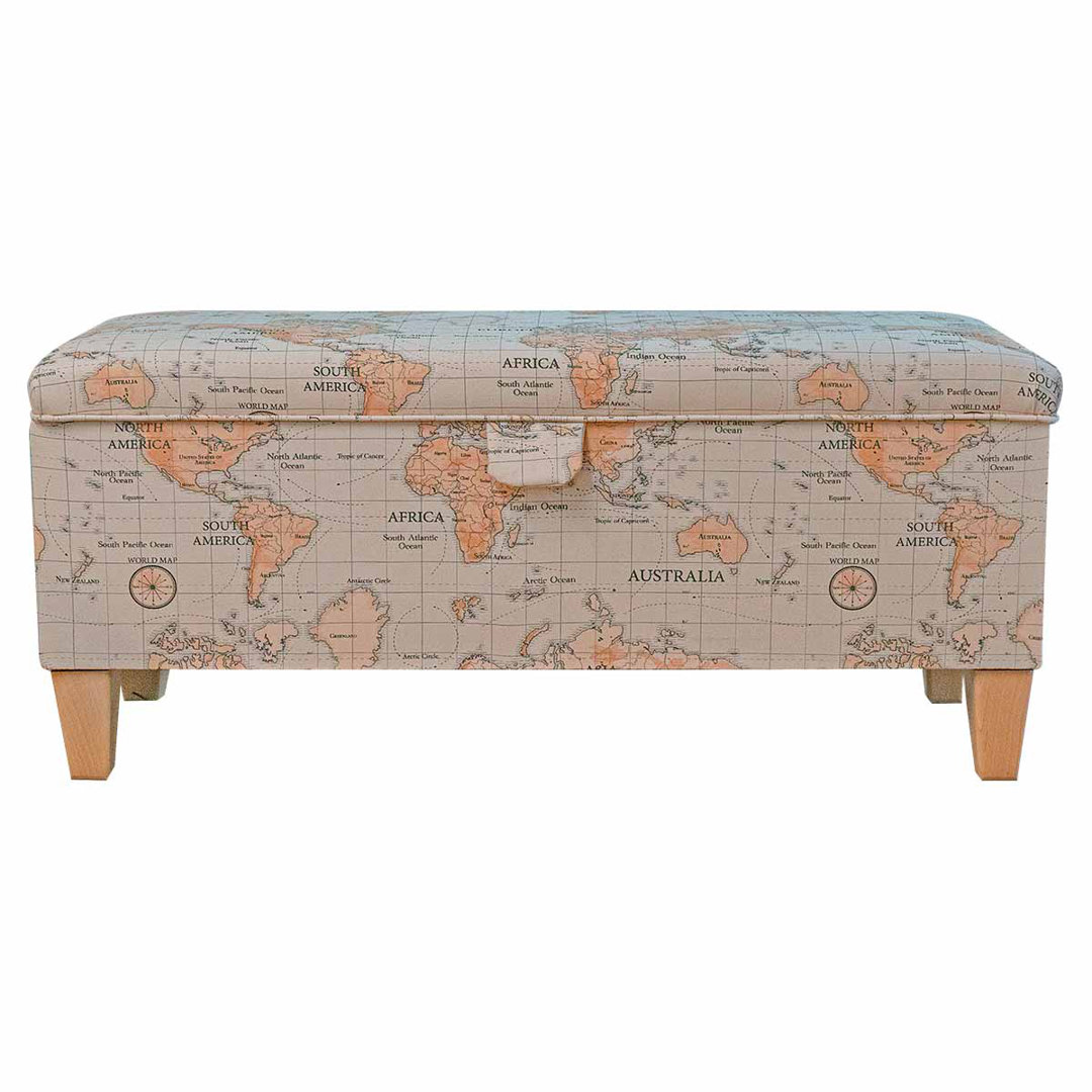 Hocker Map of the World mit Stauraum