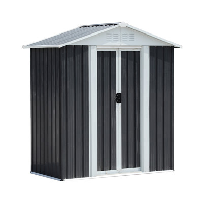 5X3 Feet Dark Grey Outdoor Storage Shed With Aluminum Alloy Frame