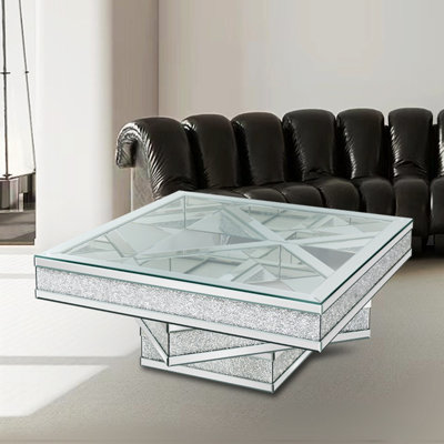 Coffee Table 40" Square In Clear Mirror Ken Design