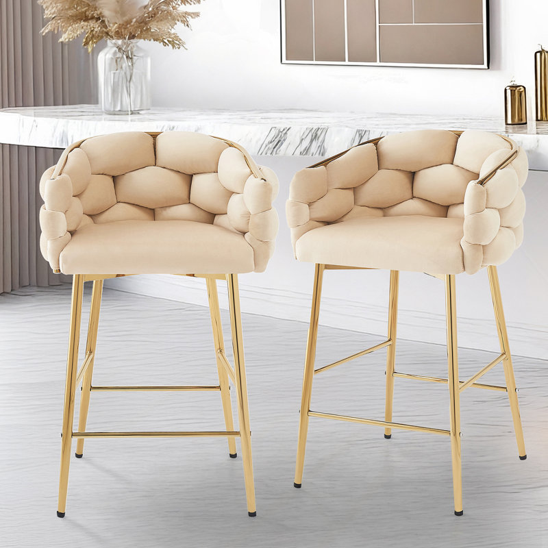 Ensemble de deux tabourets de comptoir modernes avec dossier et coussin moelleux, repose-pieds, idéal pour la cuisine, la chambre à coucher ou la salle à manger