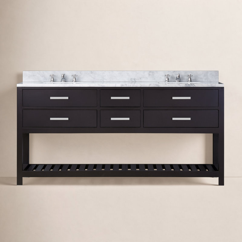 Madalyn 60" Double Sink Bathroom Vanity Set, Solid White, 72"