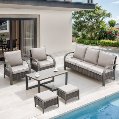 Bobra 5 Pieces Outdoor Patio Furniture Set With Cushions
