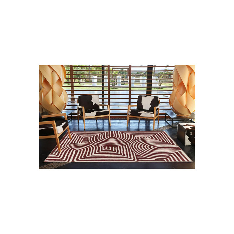 Tapis décoratif à motif tourbillon moderne, Sous-tapis rectangulaire 4 pi 7 po x 6 pi 7 po inc