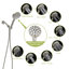 Douchette à main 8 fonctions avec flexible en acier inoxydable de 150 cm, finition nickel brossé, ensemble de douche haute pression avec support de fixation réglable, diamètre de 12 cm, fixation murale-91285111