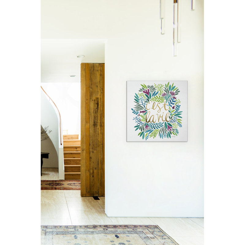 Cest La Vie, art textuel sur toile encadré, H 18 po x l 18 po x P 1,5 po, Toile encadrée noire, Pas de tapis