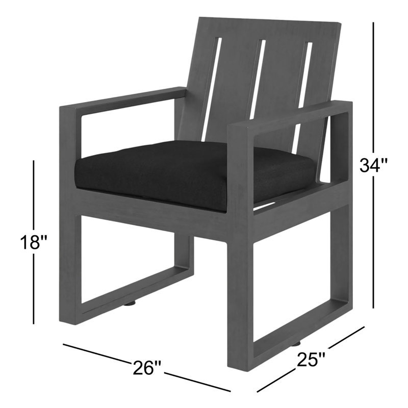 Chaise de patio avec coussin Georgie, Tissage uni Sunbrella® Spectrum carbone