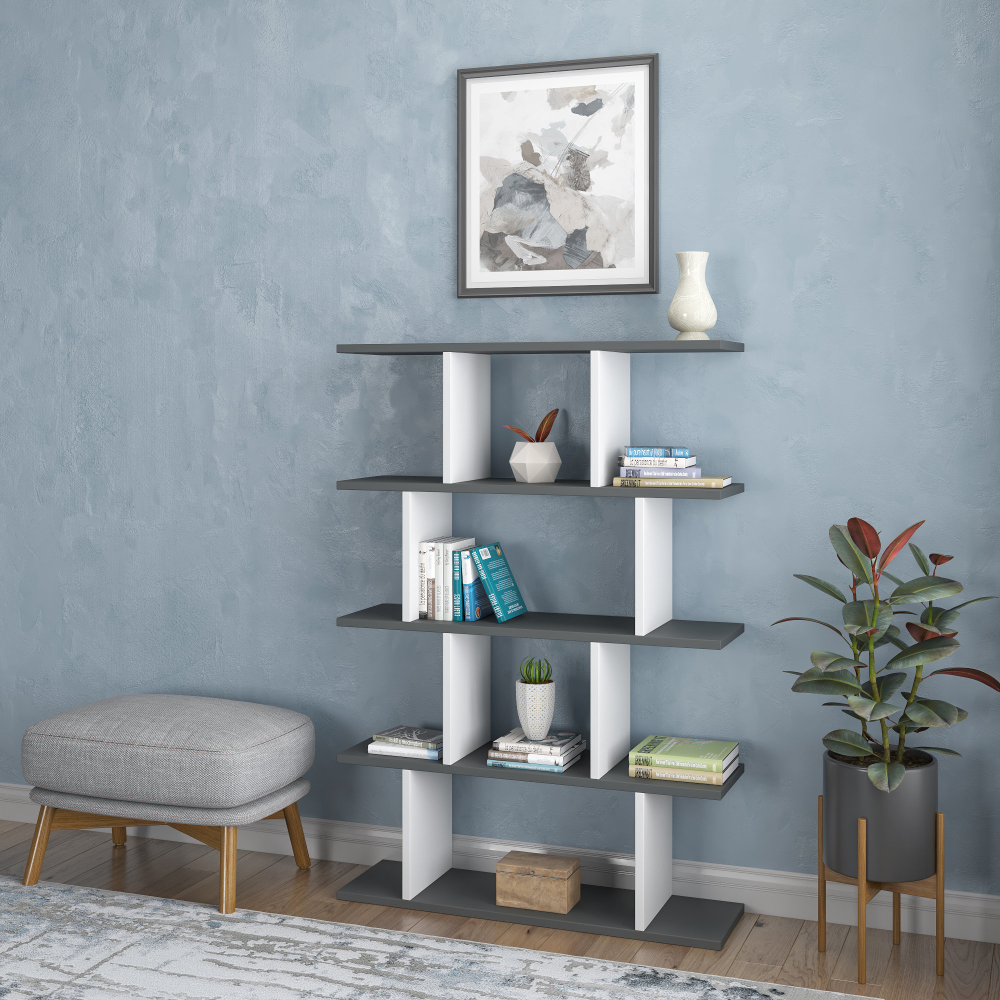 Wade Logan® Andella 50.2" H x 35.43" W Geometric Bookcase & Reviews | Wayfair