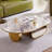 Courtlandt 55.2" Oval Faux Marble Coffee Table with Storage Drawer-1123523632