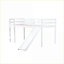 Lit mezzanine bas simple en bois d'hévéa avec échelle coulissante sans sommier blanc-1438766325