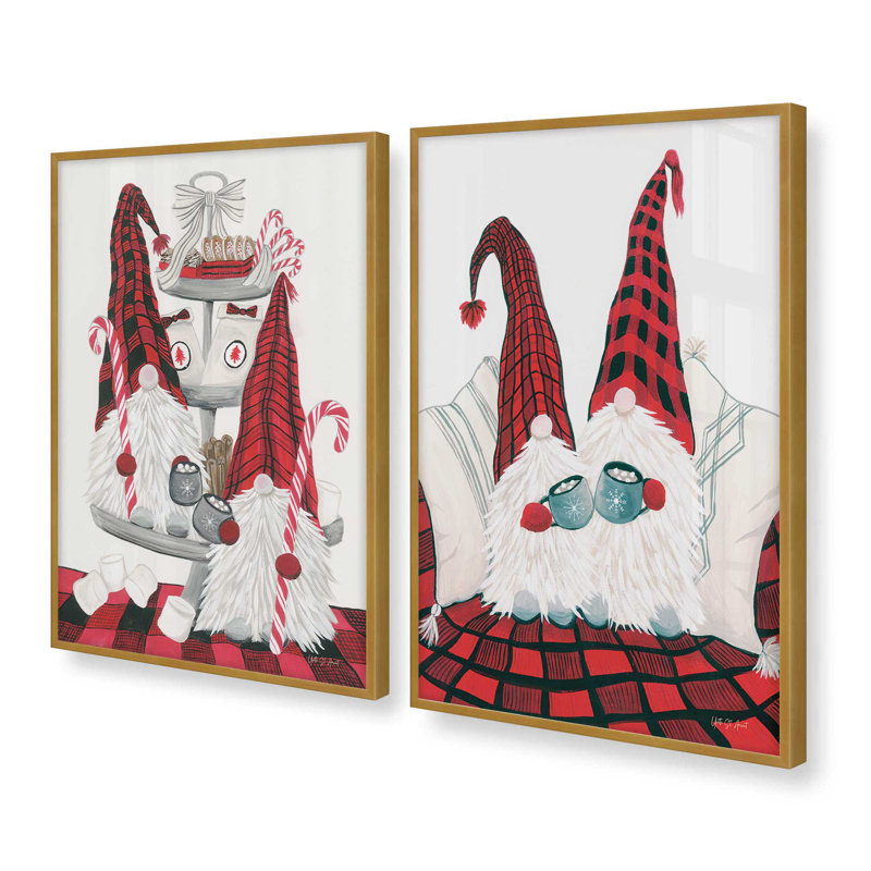 Cozy Gnome Compations, ensemble de 2 reproductions d'art, Or poli, 24 po x 18 po
