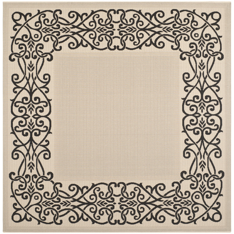 Tapis d'intérieur / extérieur à motif géométrique Galena Performance, Carré 7 pi 10 po