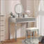 Bureau de coiffeuse de luxe avec miroir rond, hauteur réglable, ensemble de coiffeuse, 4 tiroirs et tabouret, argent-1440292900
