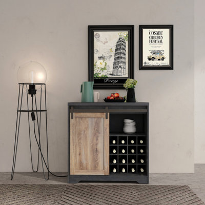 31 Inch Farmhouse Barn Door Bar Cabinet For Living Room, Dining Room