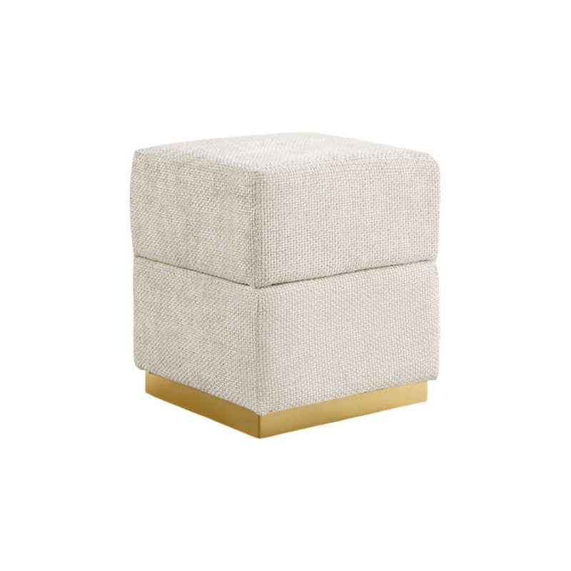 Tabouret d'appoint cubique en chenille beige 15 x 15 x 19 pouces, Beige