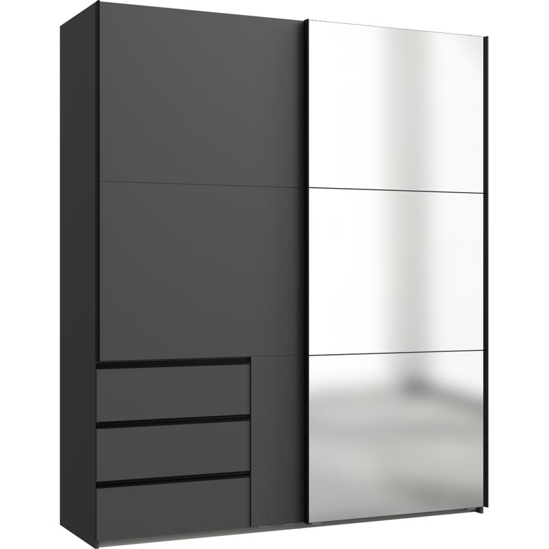 Guardino 2 Door Wardrobe, Graphite, 236cm H x 200cm W x 65cm D