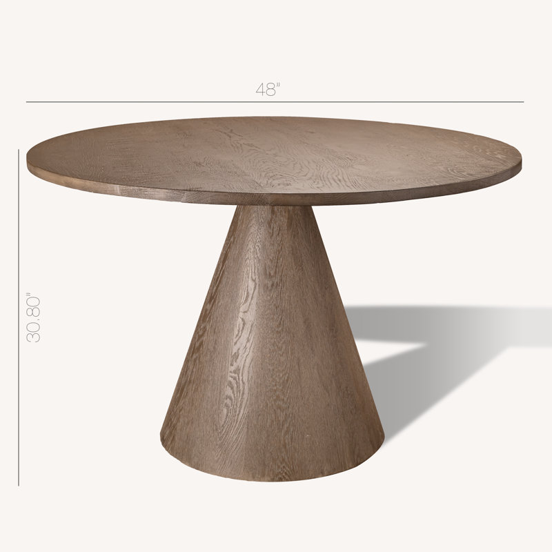 Solid Oak Wood Round Dining Table with Seating for 4