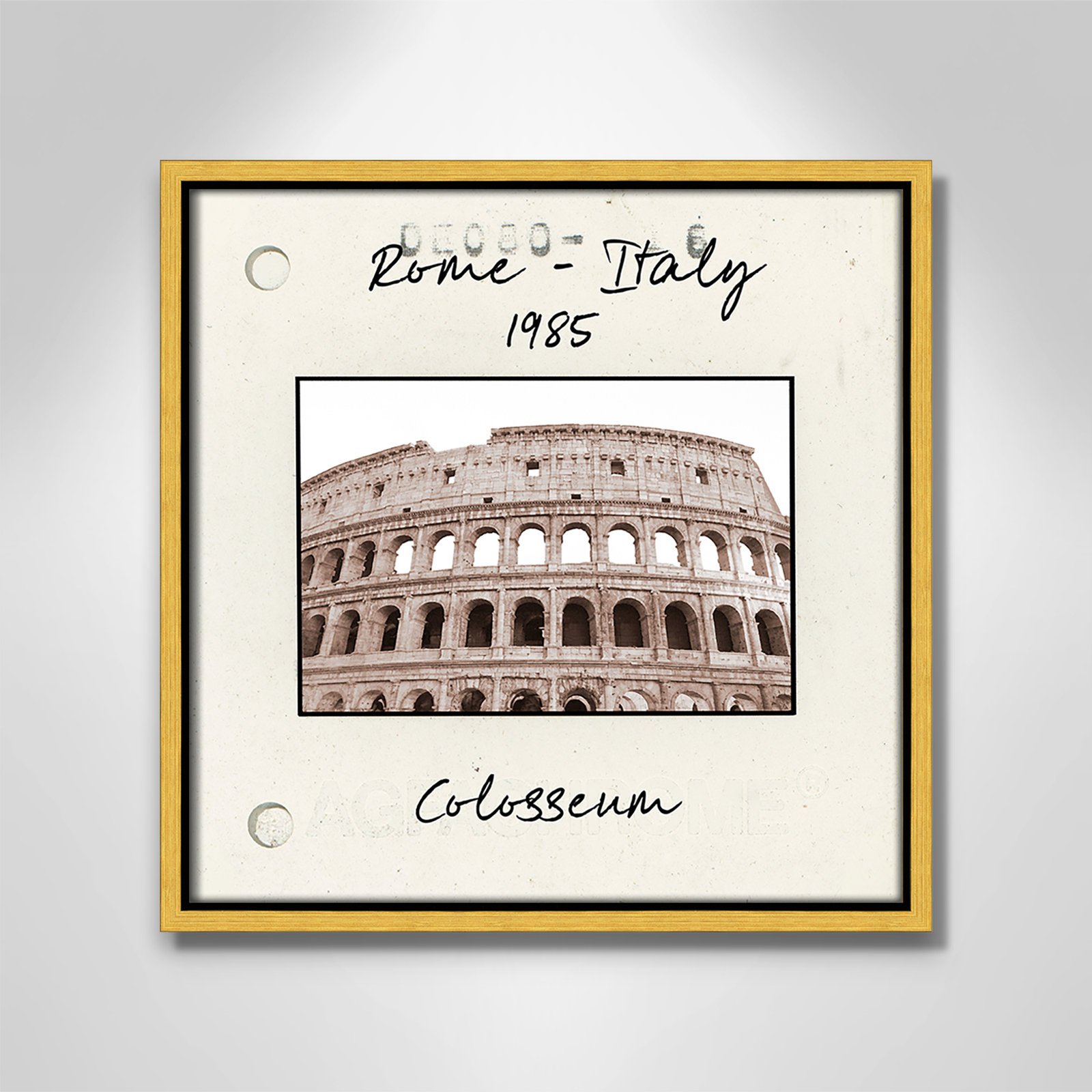 Rome, Italy - Colosseum Print by Natalie Carpentieri, 13.5" H x 13.5" W x 2" D, Gold Floater Framed Canvas