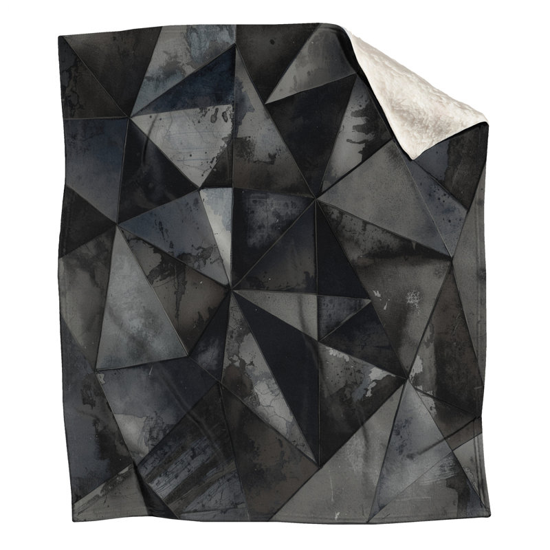 Geometric Black Gray Triangles Blankets, 50in W x 60in H