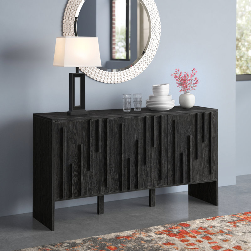 Buffet contemporain à 3 portes en bois Anishka, Noir