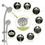 Système de douche multi fonctions avec pomme de douche à effet pluie 4,7 po, douche à main à 8 fonctions, barre coulissante réglable, nickel brossé