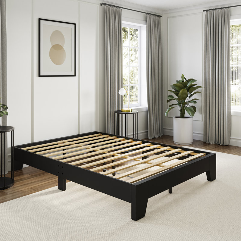 Boyd Sleep Lugano Platform Bed Frame - Modern Minimalist Design, Solid Wooden Slat Support, No Box Spring Needed, Easy Assembly, Noise-Free Construction, Sleek Bedroom Furniture- Lugano Collection