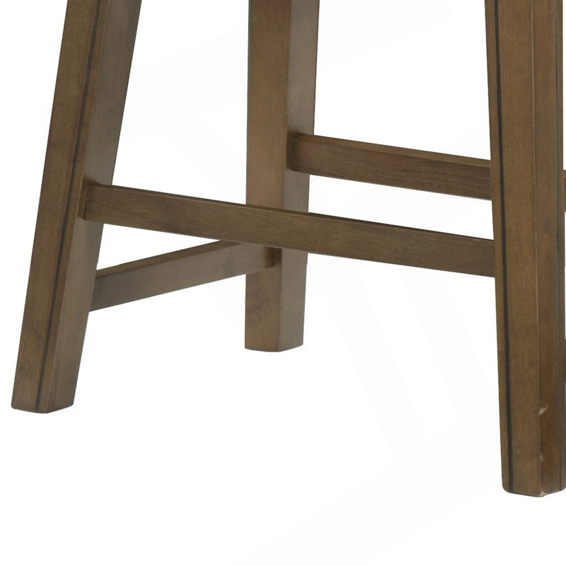 Tabouret de salle à manger 20 pouces Miel, similicuir gris, bois massif brun, têtes de clou