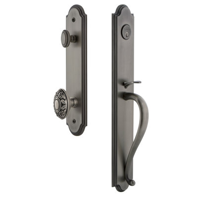 Arc One-Piece Handleset with Single Cylinder Deadbolt and S Grip with Grande Victorian Knob
