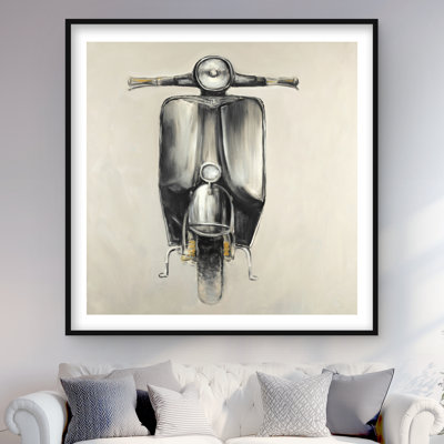 Petit vélocité noir | Motocyclette transportée, reproduction encadrée