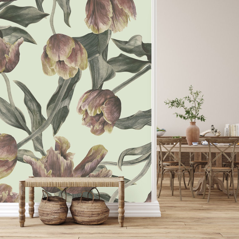 Floral Wall Mural, 8.33' W x 8.33' L