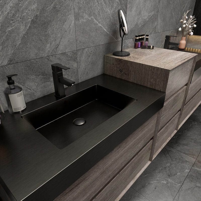 Golitz Wall-Mounted Double Bathroom Vanity Set, Oak