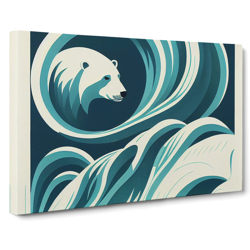 Polar Bear Art Deco Abstract - Wrapped Canvas, 50cm H x 76cm W x 3cm D
